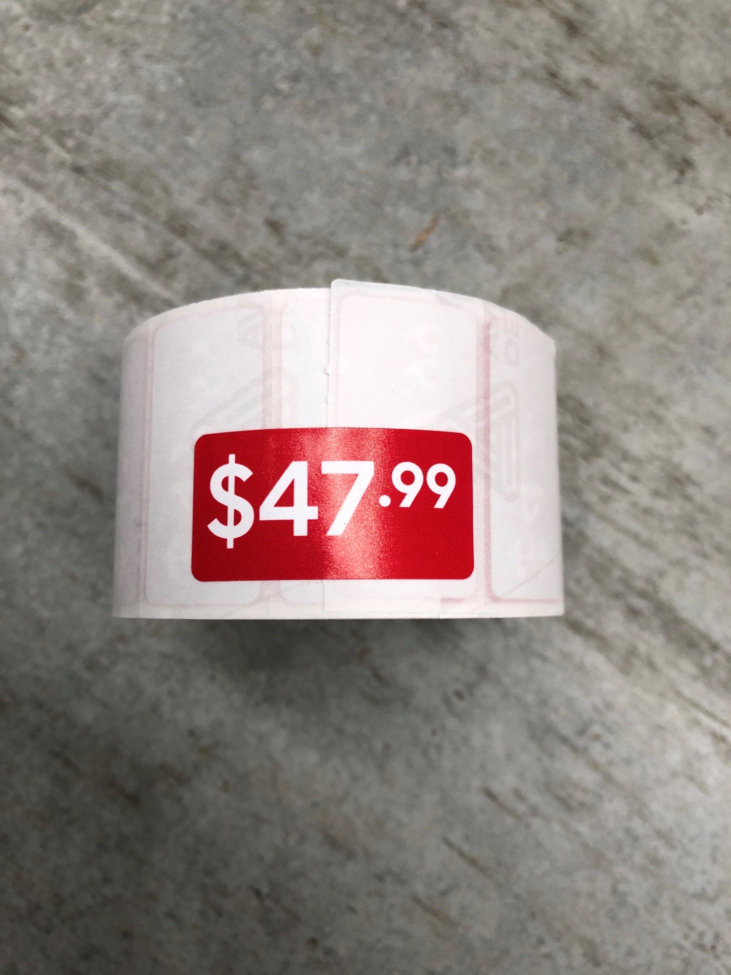 ROLL $47.99 - RED REDUCTION STICKER