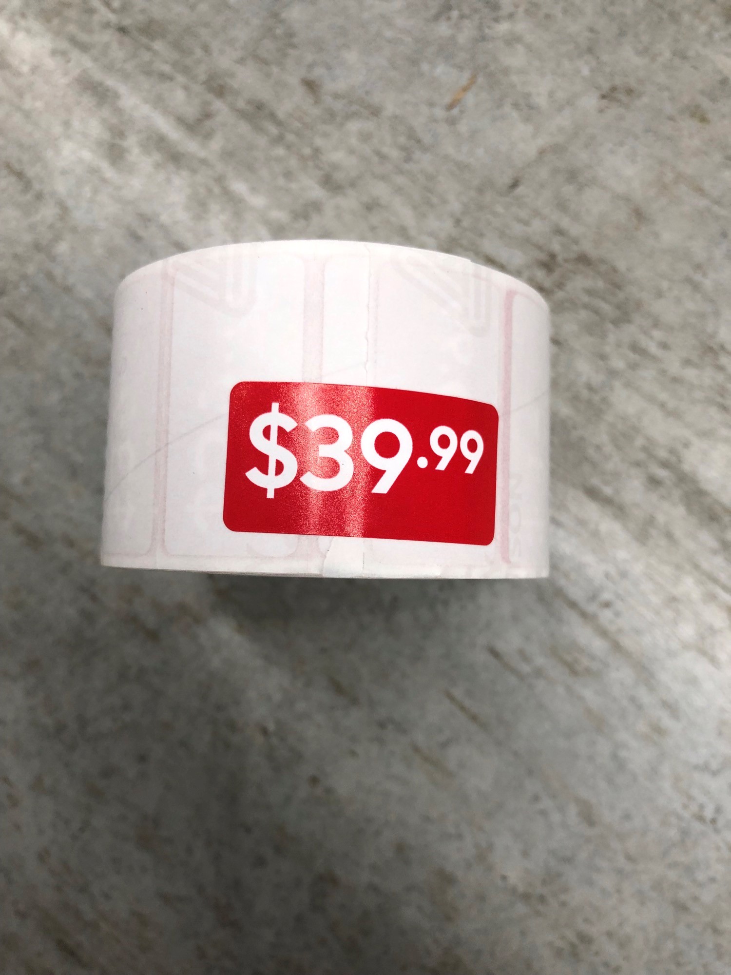ROLL $39.99 - RED REDUCTION STICKER