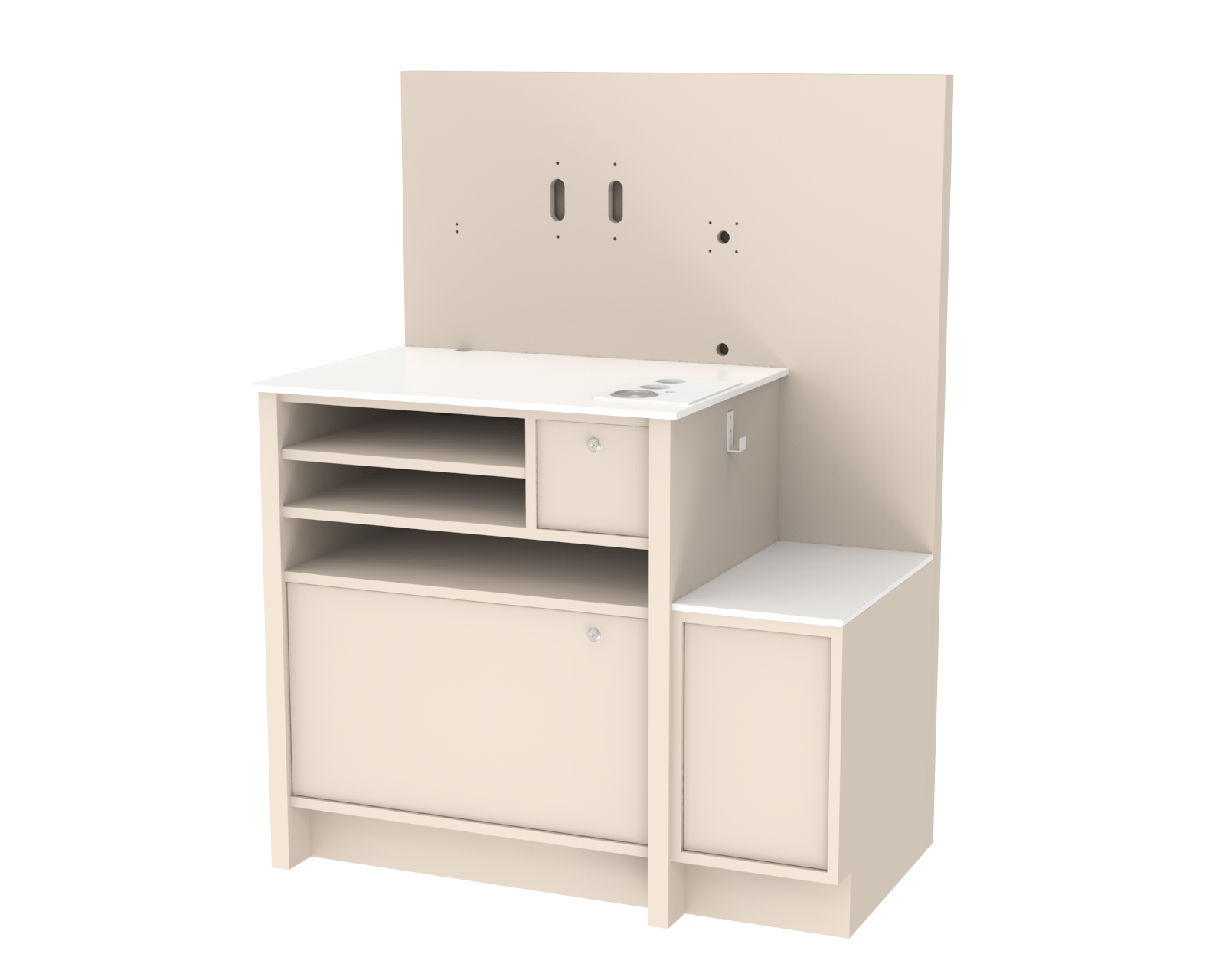 EXPRESS CHECK OUT DESK II,W.PODIUM,RIGHT,S.BEIGE/WH