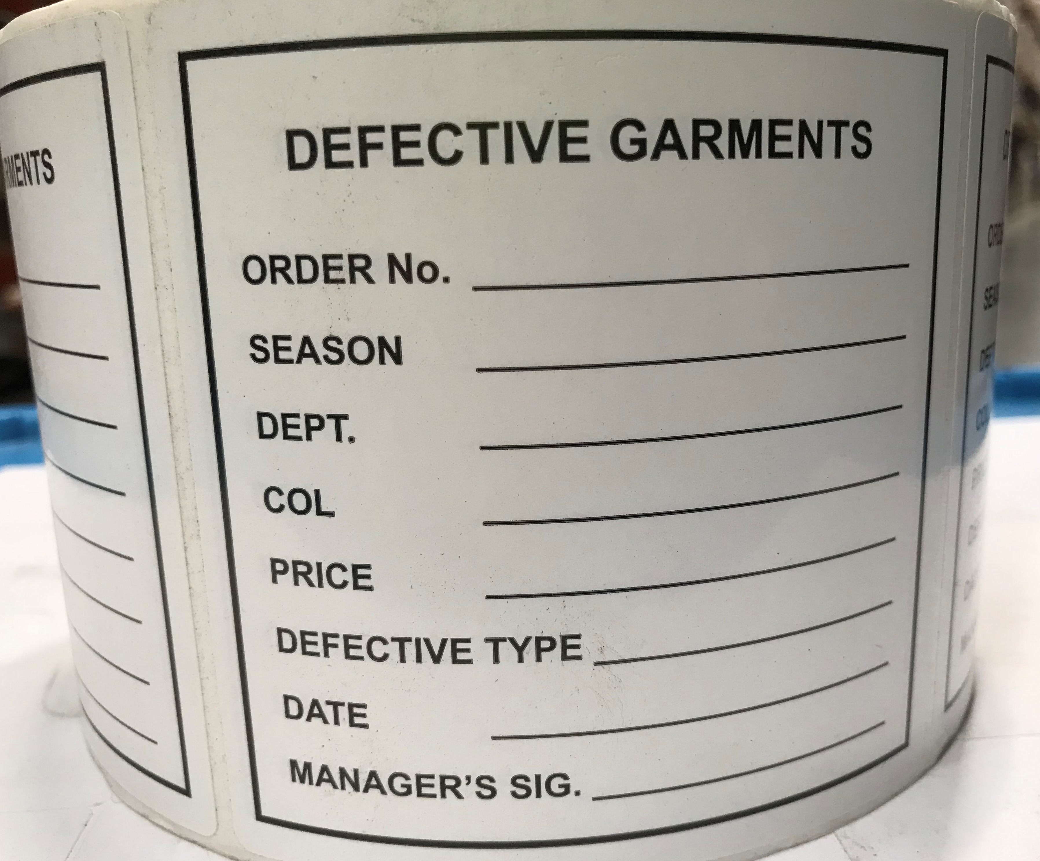 Roll Defective Garment Stickers