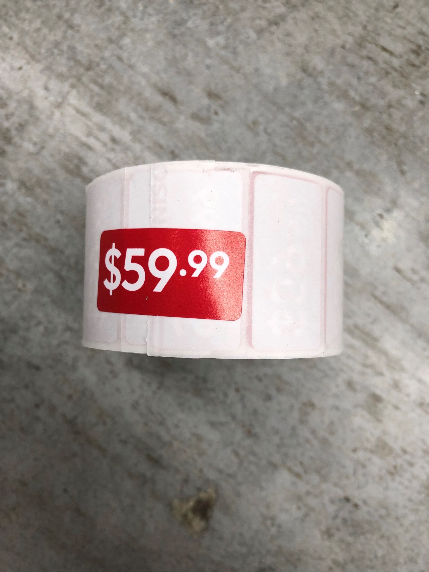 ROLL $59.99 - RED REDUCTION STICKER