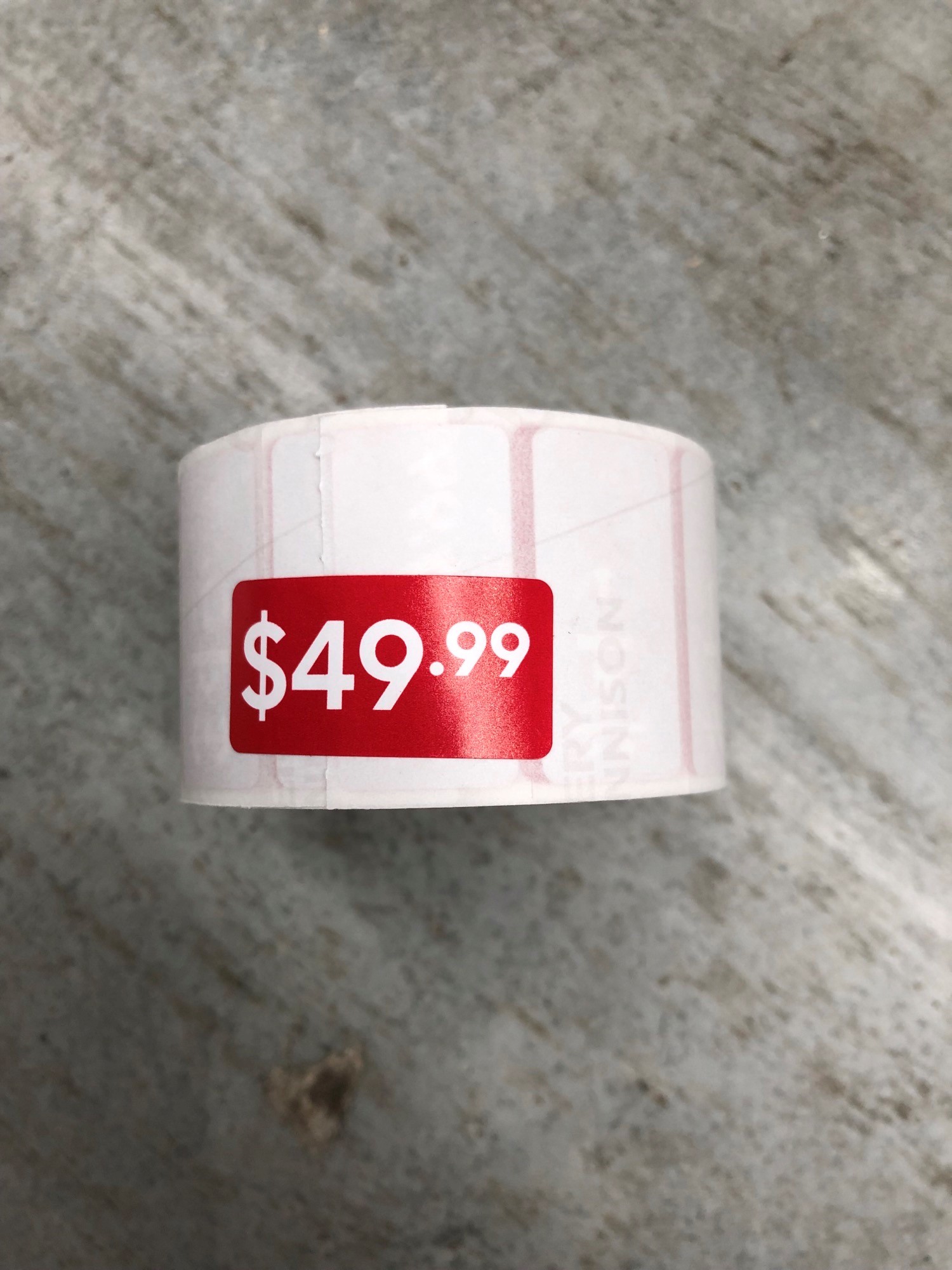 ROLL $49.99 - RED REDUCTION STICKER
