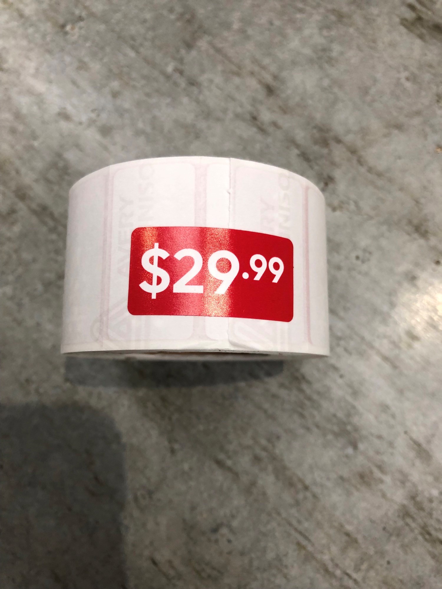 ROLL $29.99 - RED REDUCTION STICKER