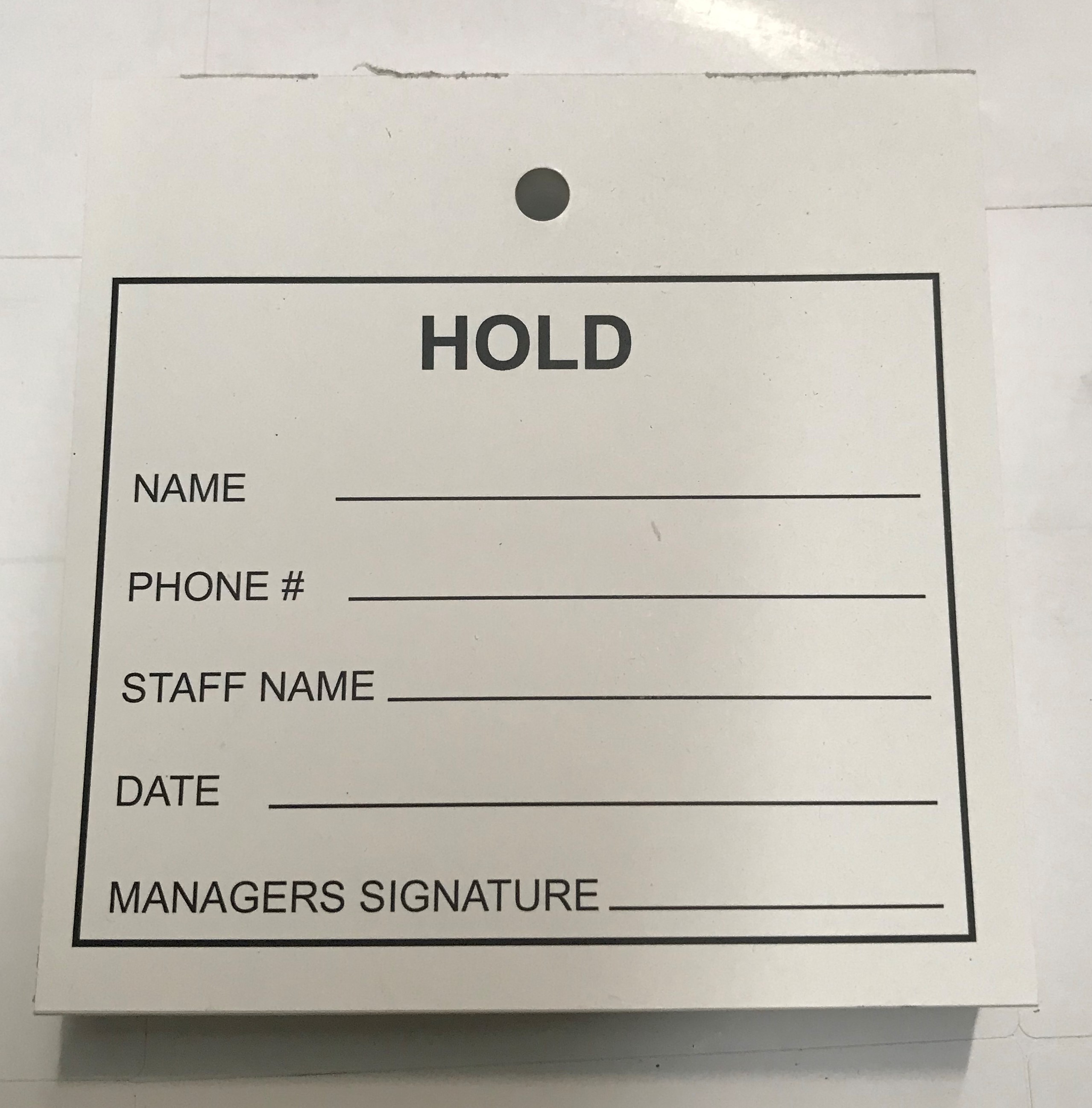 Pack Hold Tag