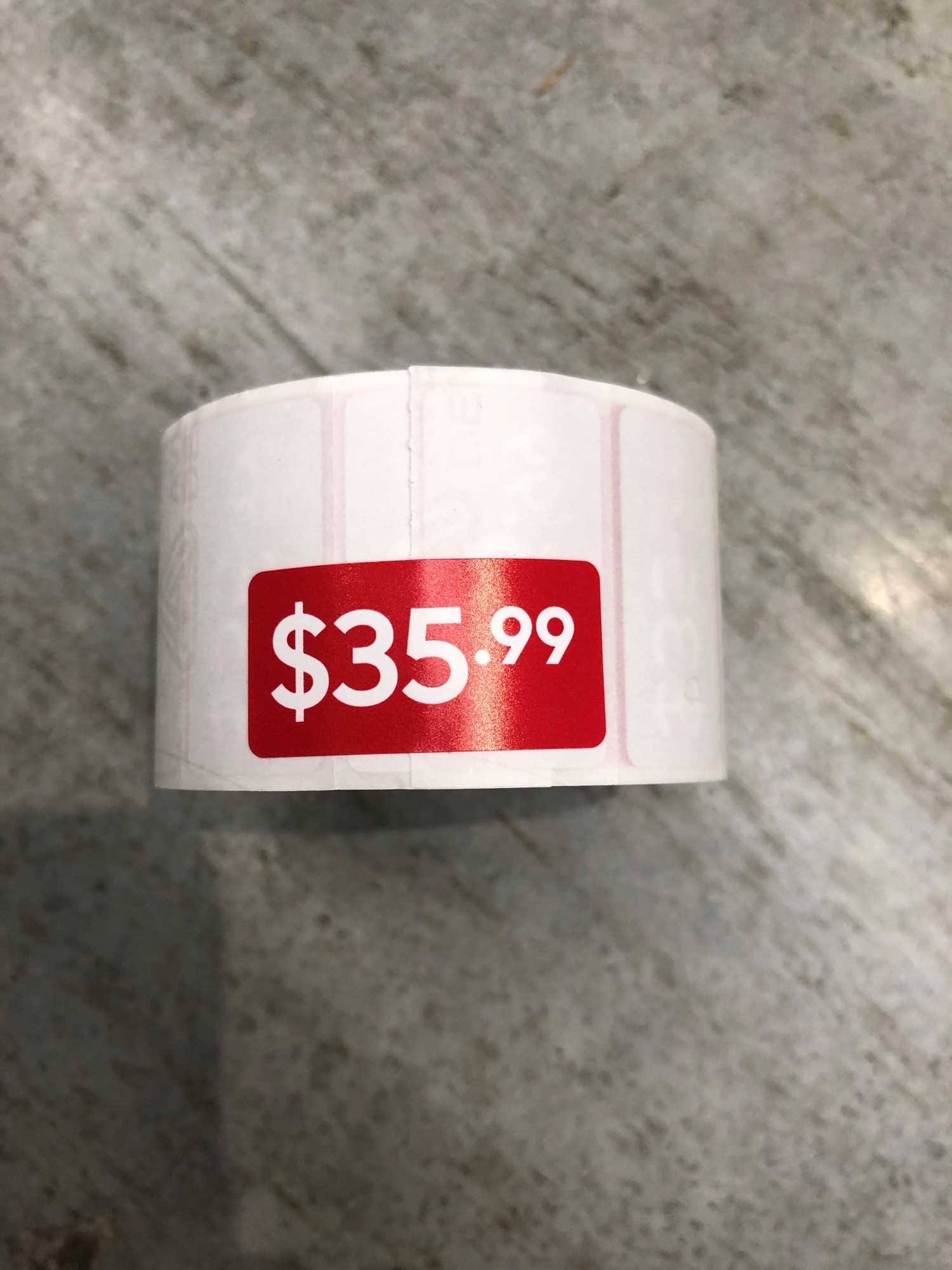 ROLL $35.99 - RED REDUCTION STICKER
