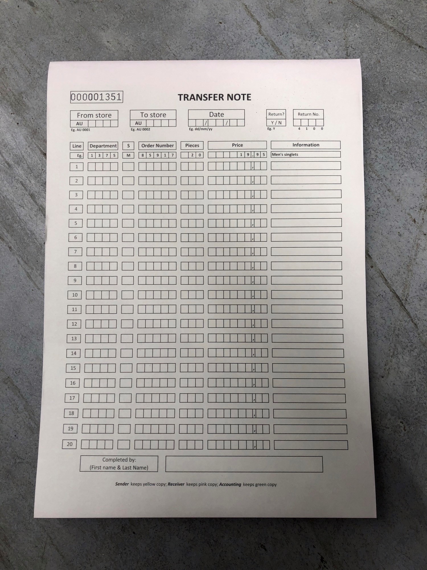 A4 Transfer Note Book