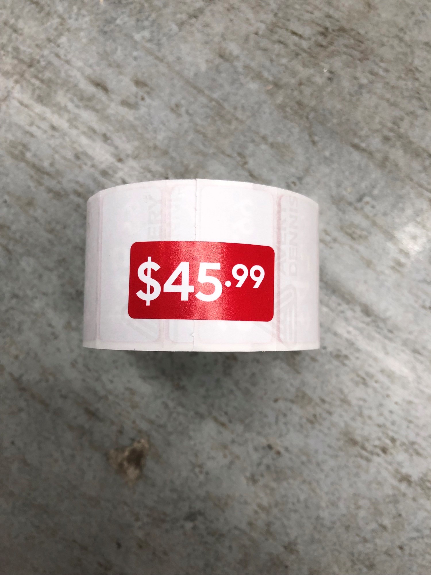ROLL $45.99 - RED REDUCTION STICKER