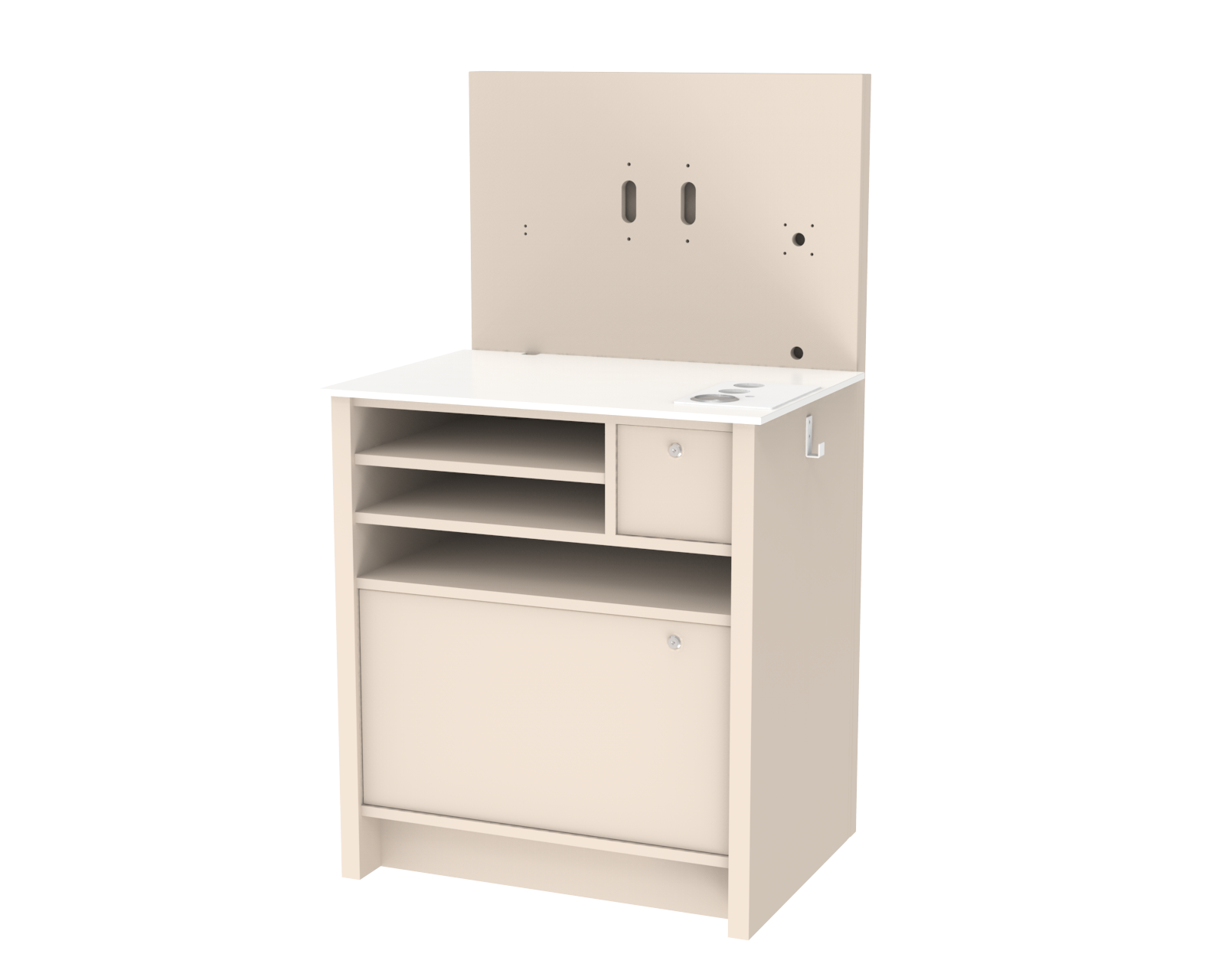 EXPRESS CHECKOUT DESK II,W.BACKP,SMALL,S.BEIGE/WH