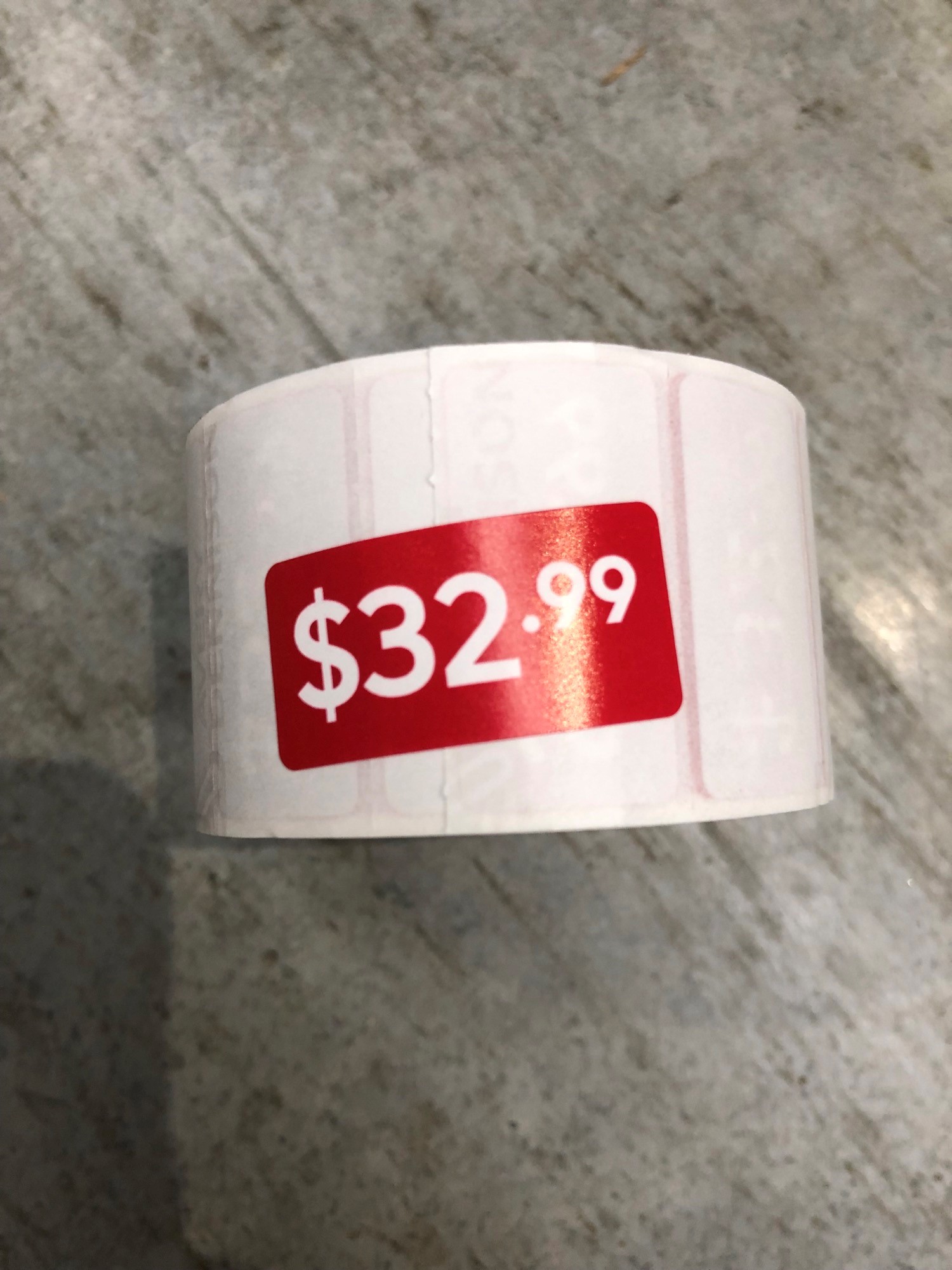 ROLL $32.99 - RED REDUCTION STICKER