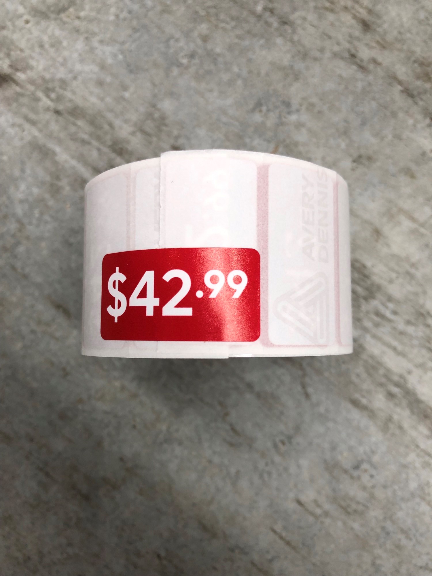 ROLL $42.99 - RED REDUCTION STICKER